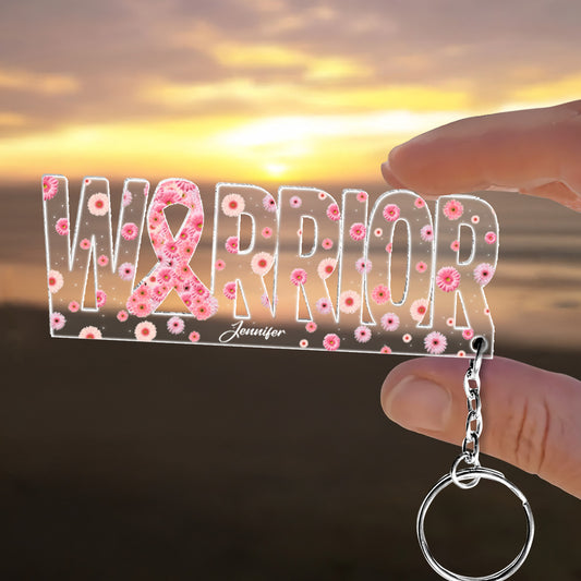 Breast Cancer Warrior - Personalized Breast Cancer Awareness Custom Shaped Keychain