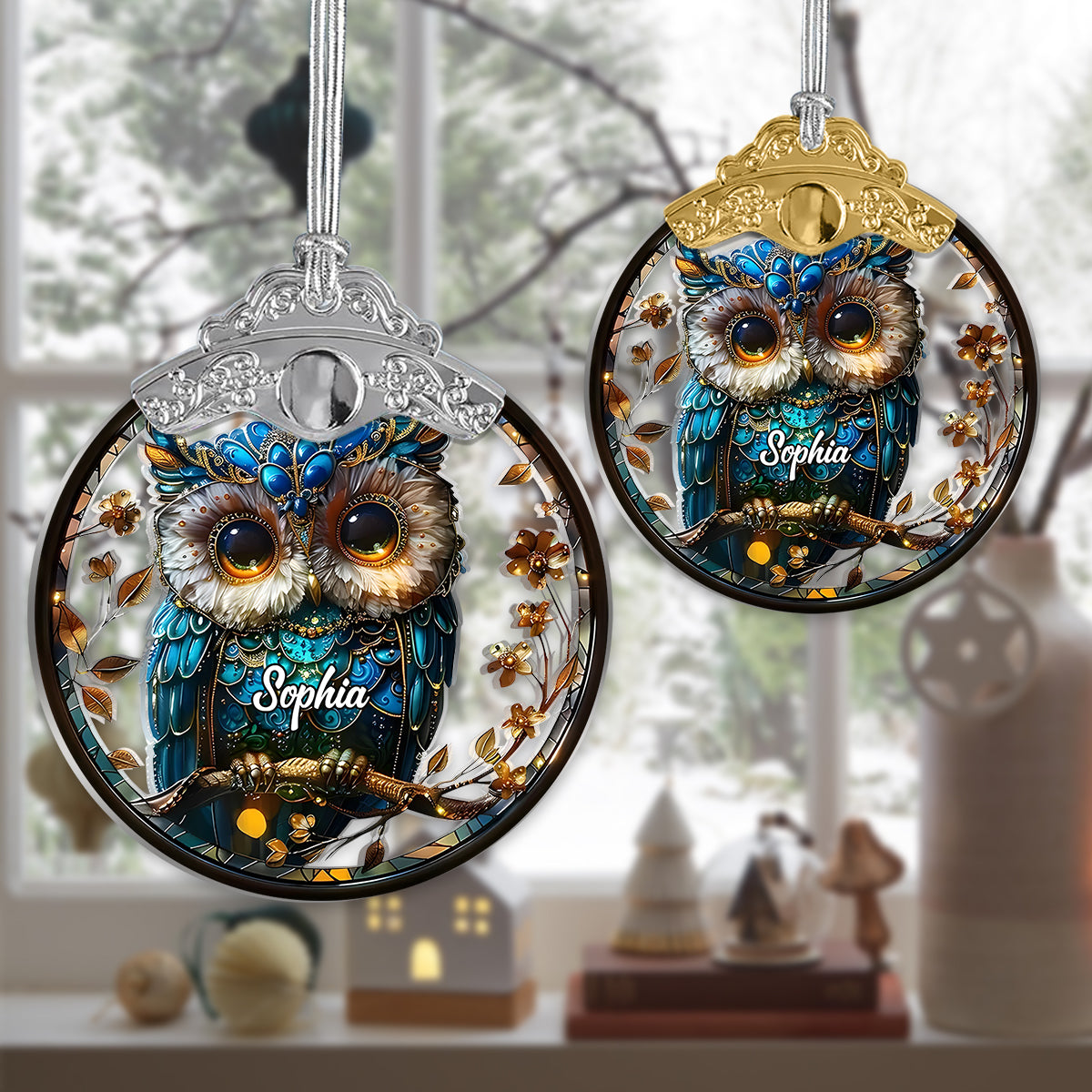 Chouette charmante - Ornement vintage personnalisé en forme de hibou