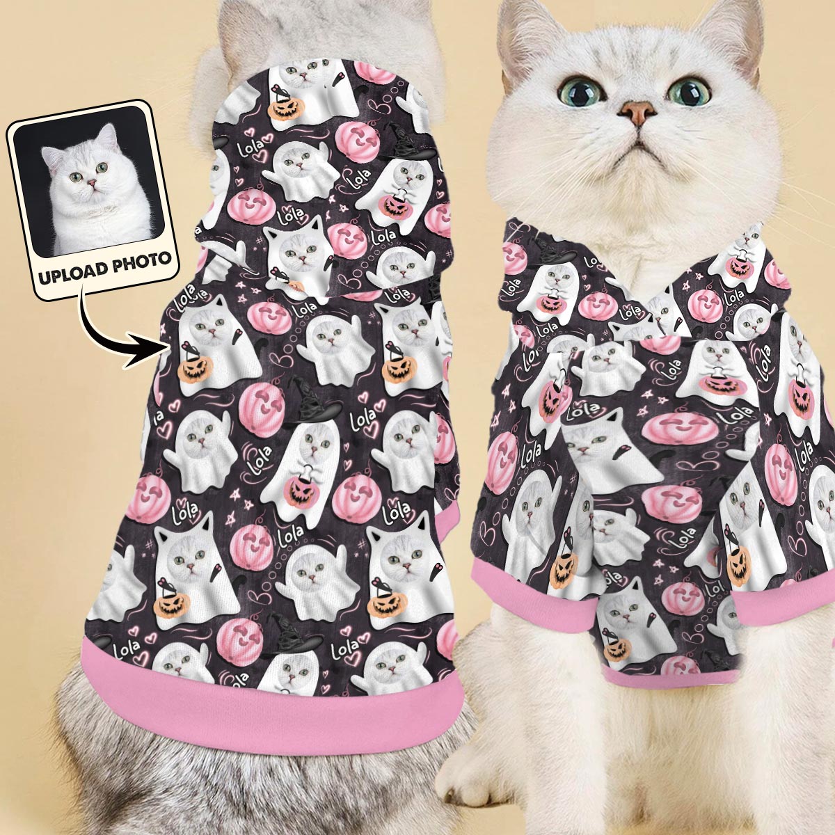 Sweat à capuche personnalisé pour chien et chat fantôme mignon d'Halloween