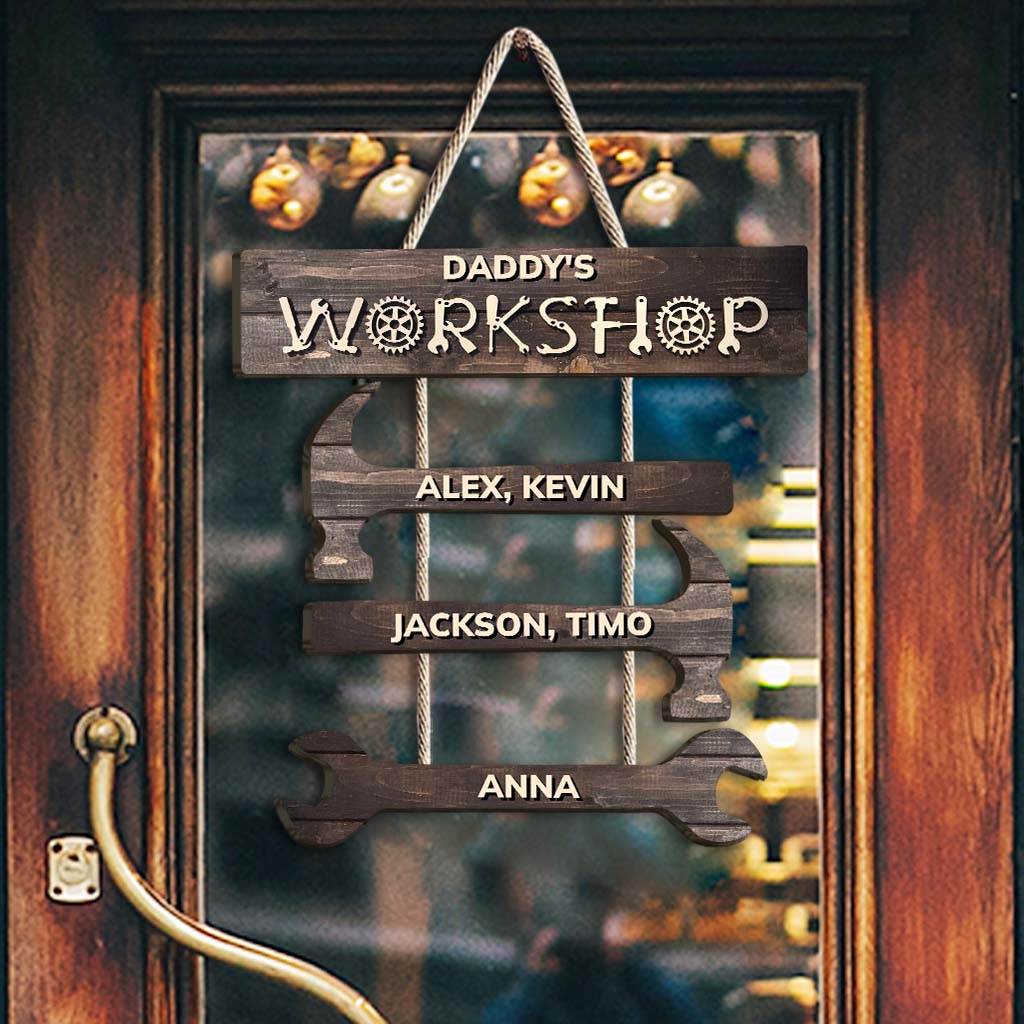 Atelier de papa/grand-père... - Panneau personnalisé en bois de palette « Papa »