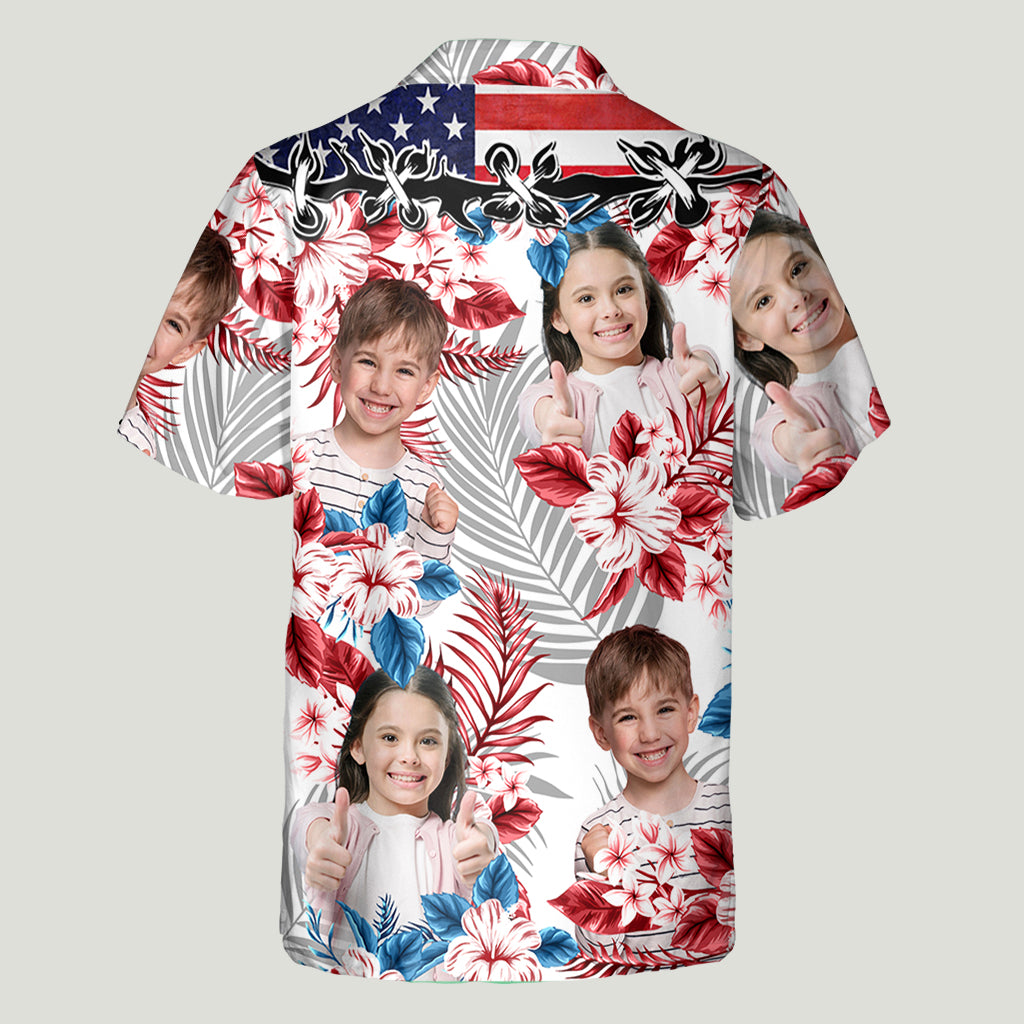 T-shirt du 4 juillet avec photo - Chemise hawaïenne personnalisée pour papa