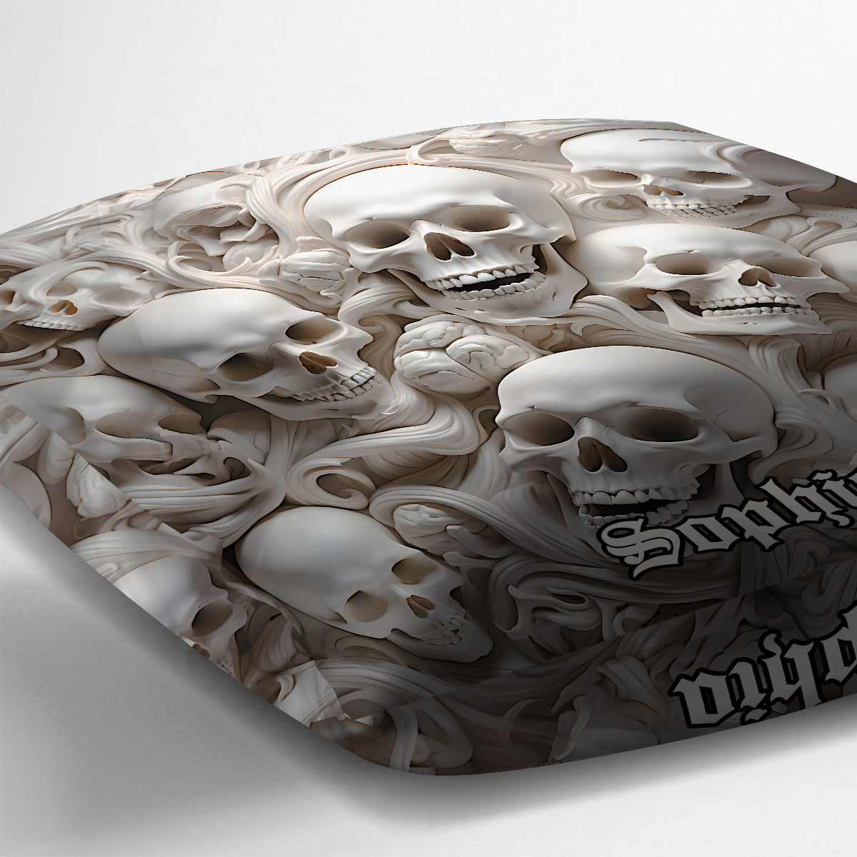 Coussin décoratif personnalisé en forme de crâne White Bones