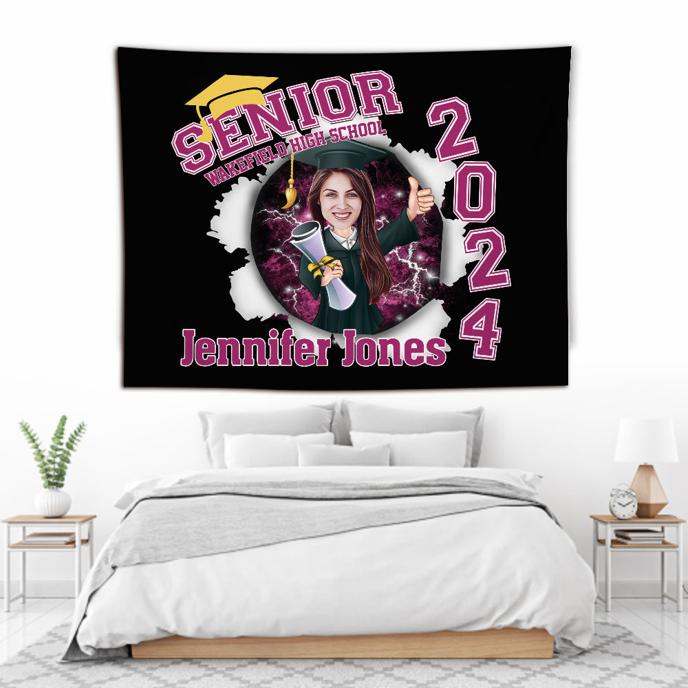 Senior Class Of 2024 Torn Pattern - Personalized Graduation Wall Tapestry