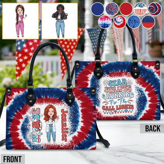 Sac à main en cuir personnalisé pour infirmière, idéal pour la fête du 4 juillet