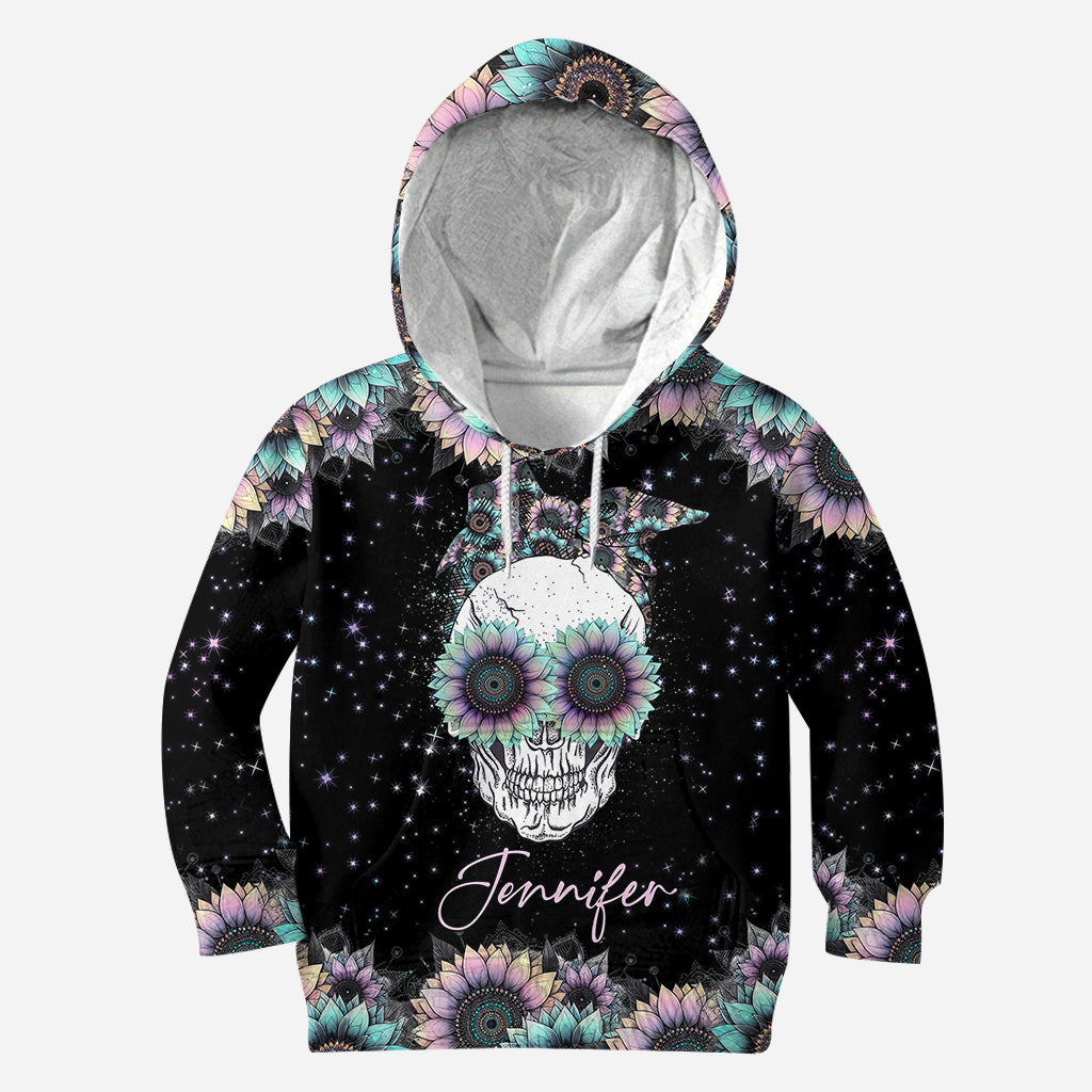 T-shirt personnalisé Zero F Given Tournesol rose et bleu - Tête de mort intégrale