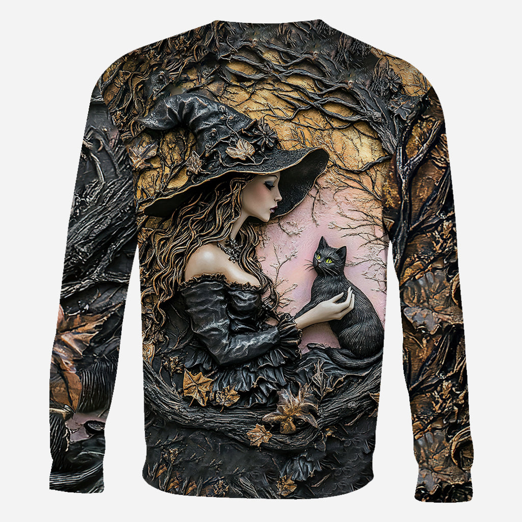 Une sorcière et son chat noir : c'est magnifique ! - T-shirt personnalisé « Sorcière »