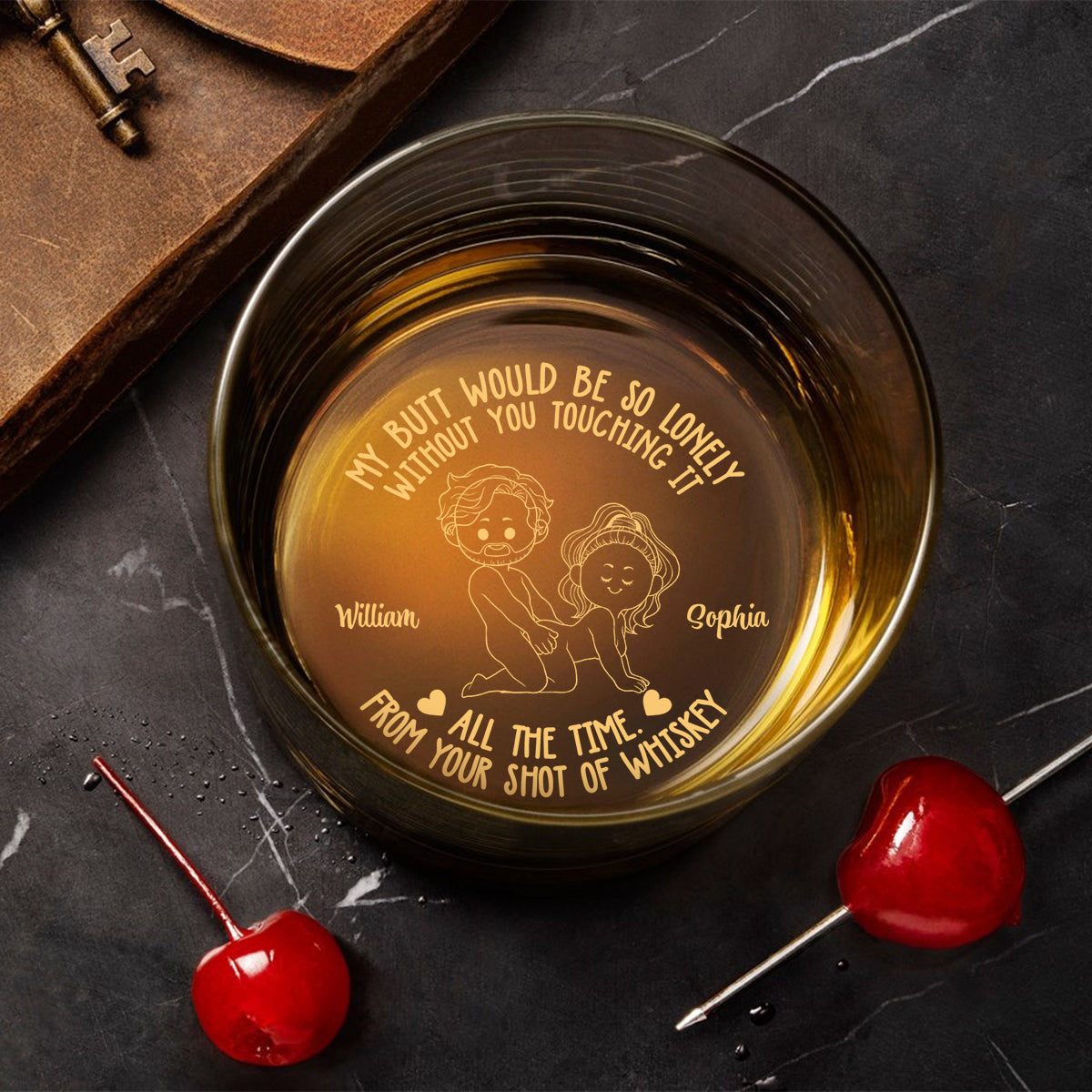 Mon derrière serait si seul - Verre à whisky gravé personnalisé pour couple