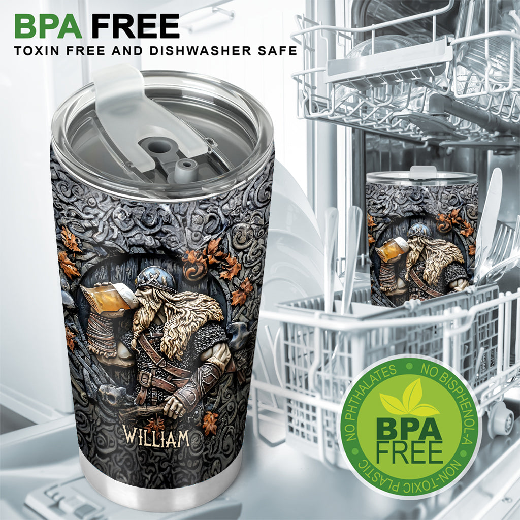 Légende du guerrier viking buvant : Levez votre corne ! - Gobelet viking personnalisé