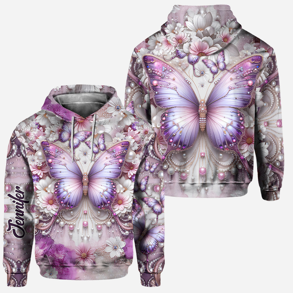 Papillons violets - Sweat à capuche et legging personnalisés papillons