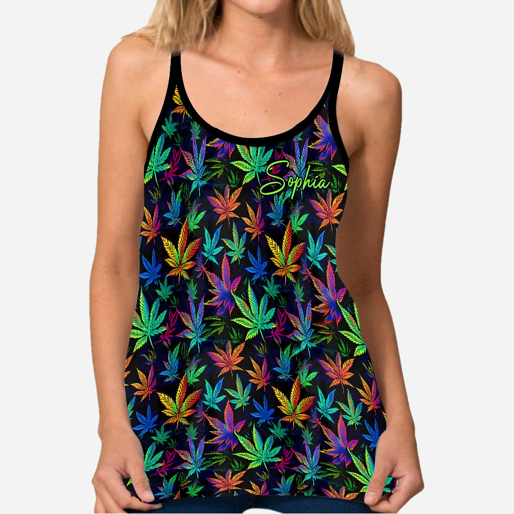 It's 420 somewhere Colorful Marijuana - Personalized Weed Cross Tank Top
