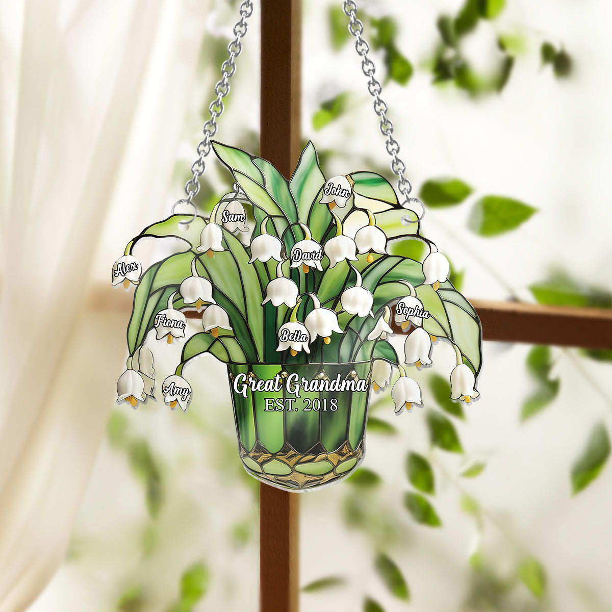 Muguet - Ornement attrape-soleil personnalisé à suspendre à la fenêtre pour grand-mère - Mamie, Maman, Arrière-grand-mère 