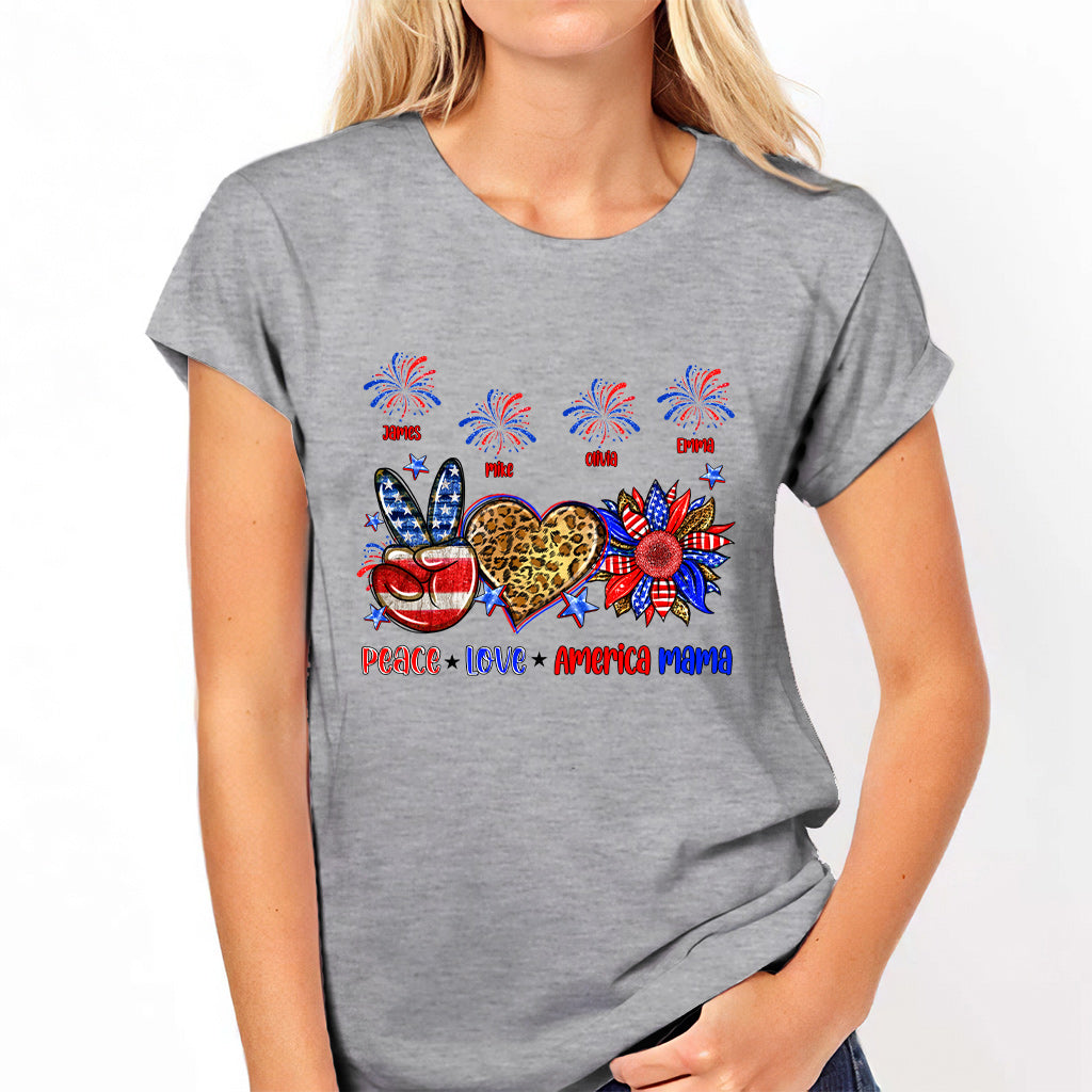 T-shirt et sweat à capuche personnalisés « Paix, Amour, Mamie Américaine, Maman » (tous titres) - Maman