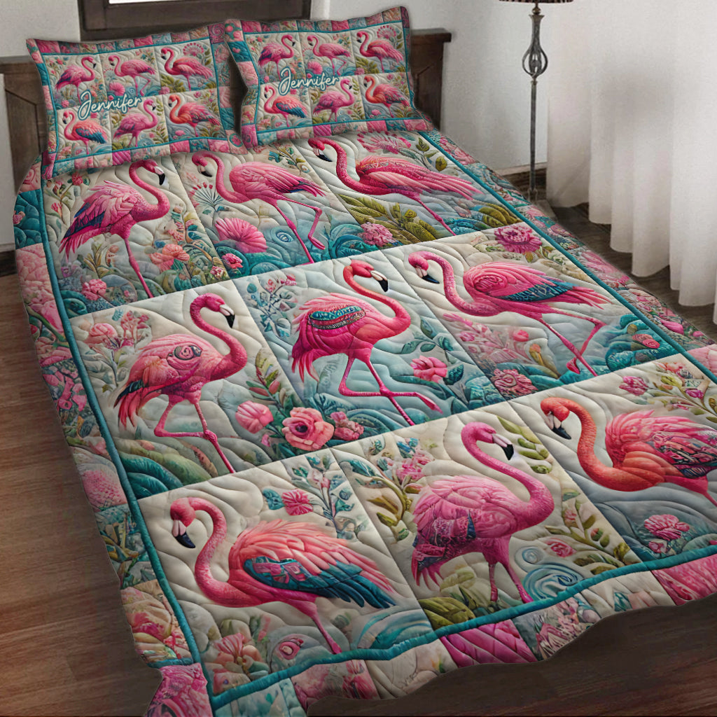 Ensemble de literie flamant rose vintage personnalisé