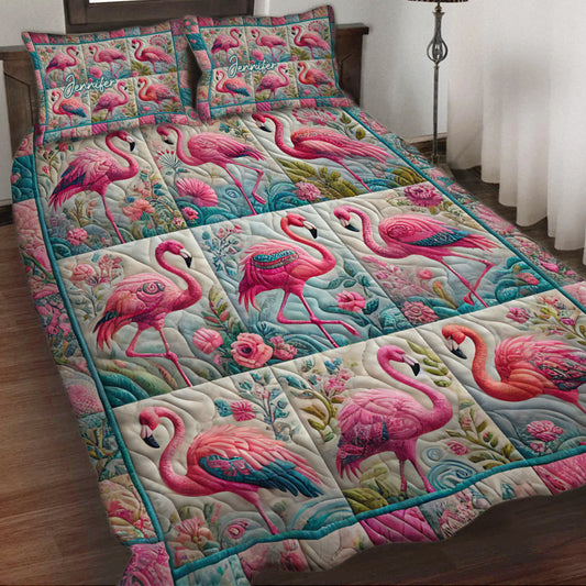 Ensemble de literie flamant rose vintage personnalisé