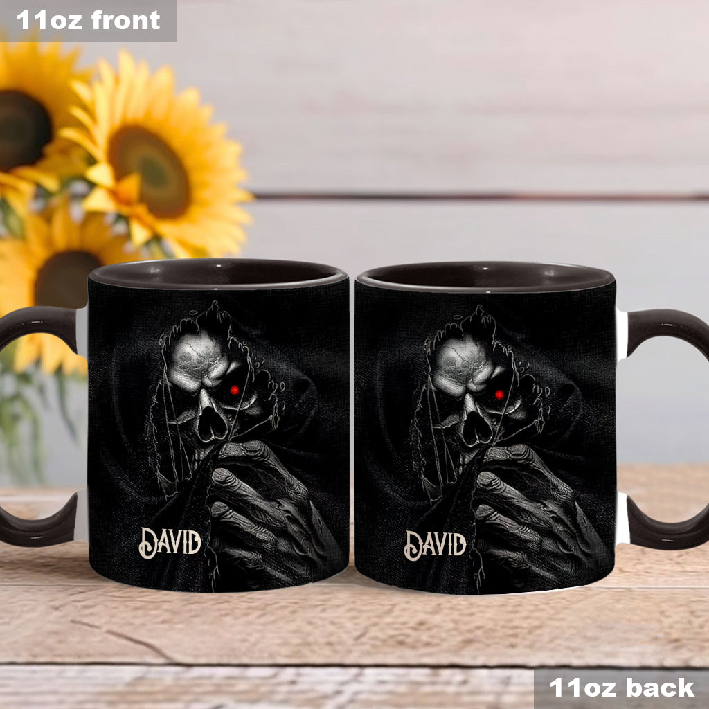 Mug personnalisé « Le Visage Caché » avec motif crâne
