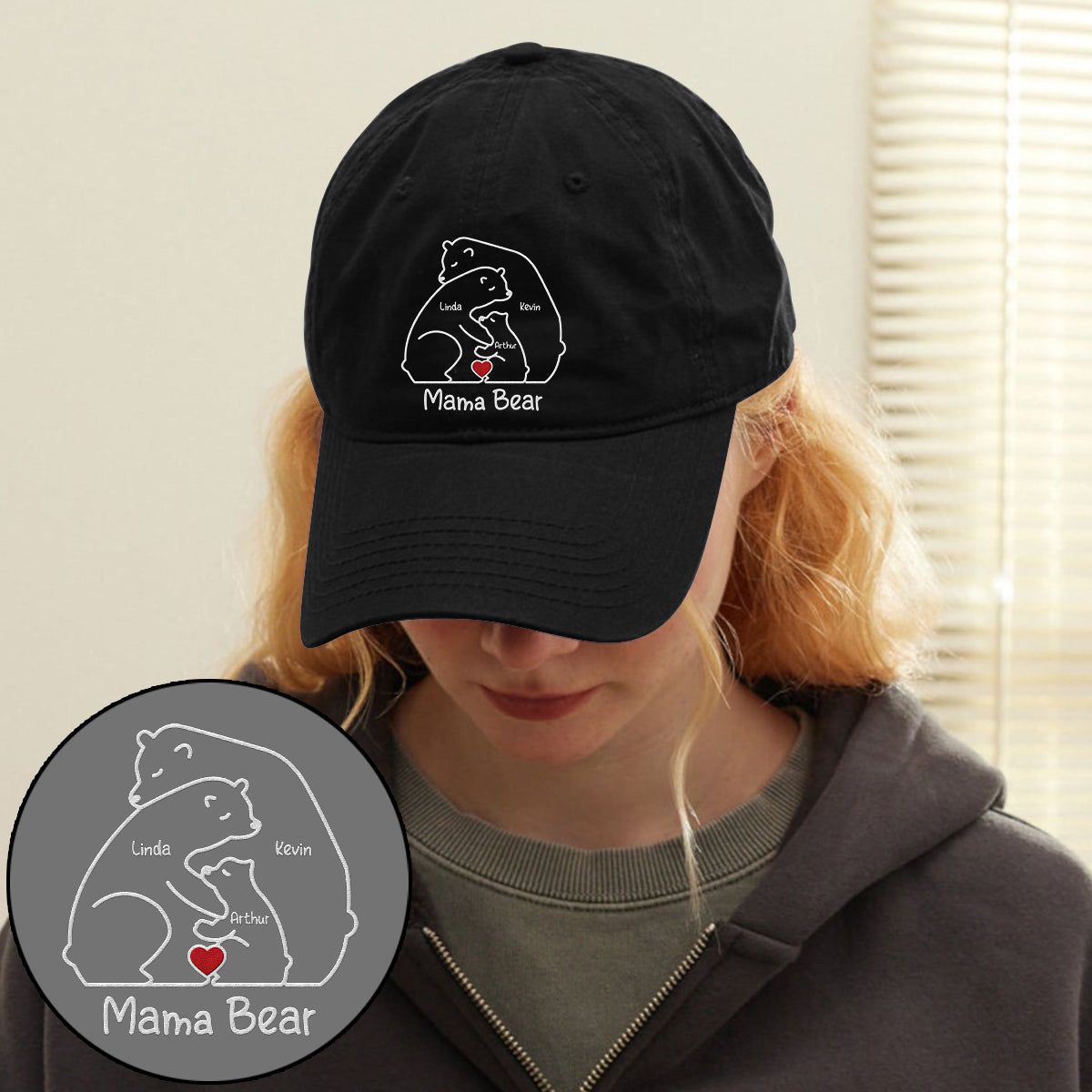 Mama Bear Hugging Her Cubs - Personalized Mother Embroidered Classic Cap