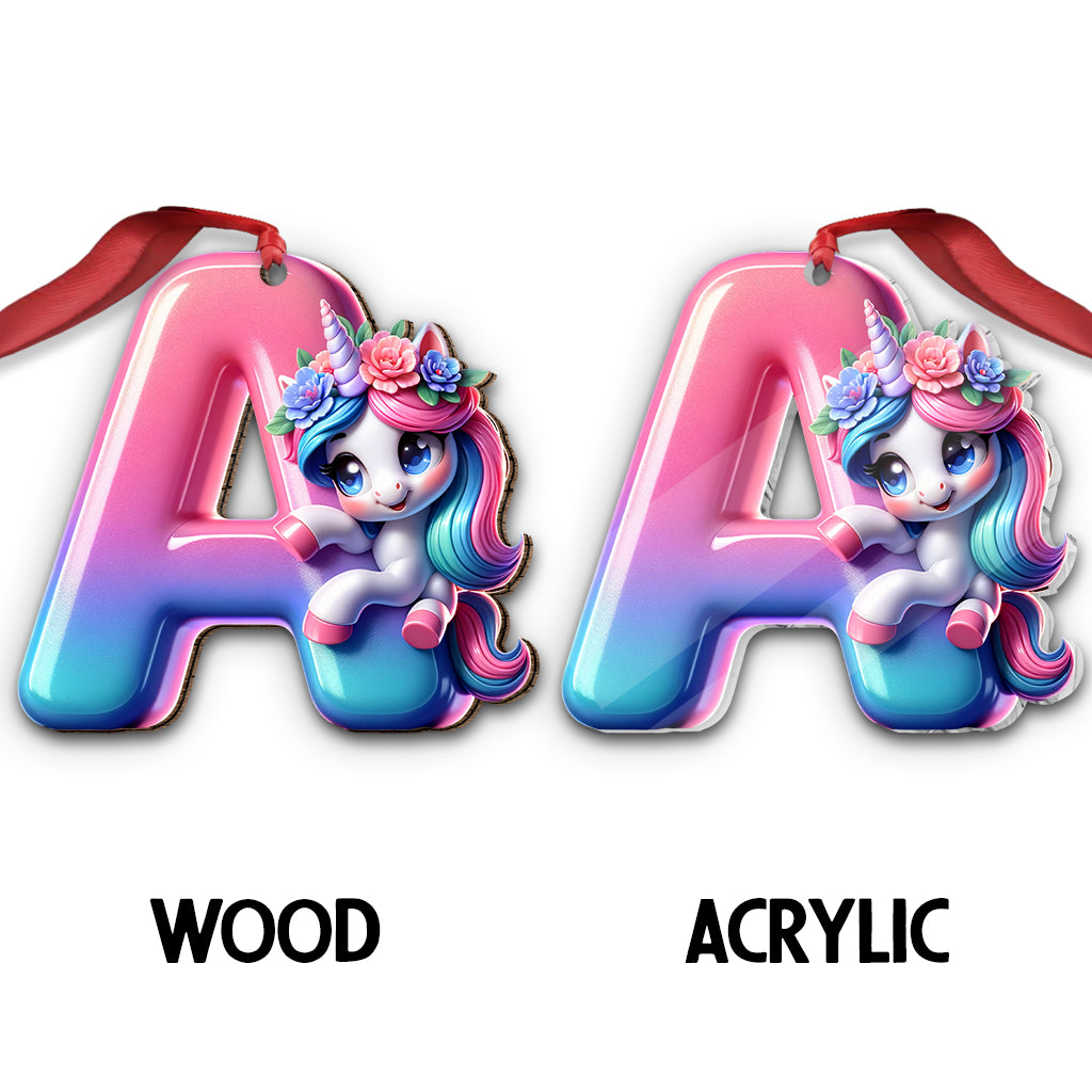 Cute Unicorn Letter - Personalized Kid Ornament