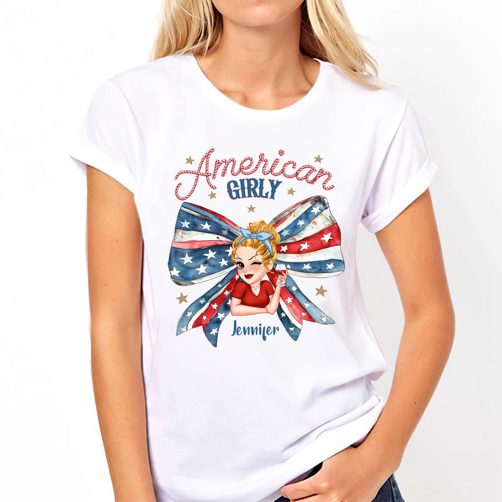Coquette American Girl - T-shirt et sweat à capuche personnalisés pour la fête nationale américaine (4 juillet).
