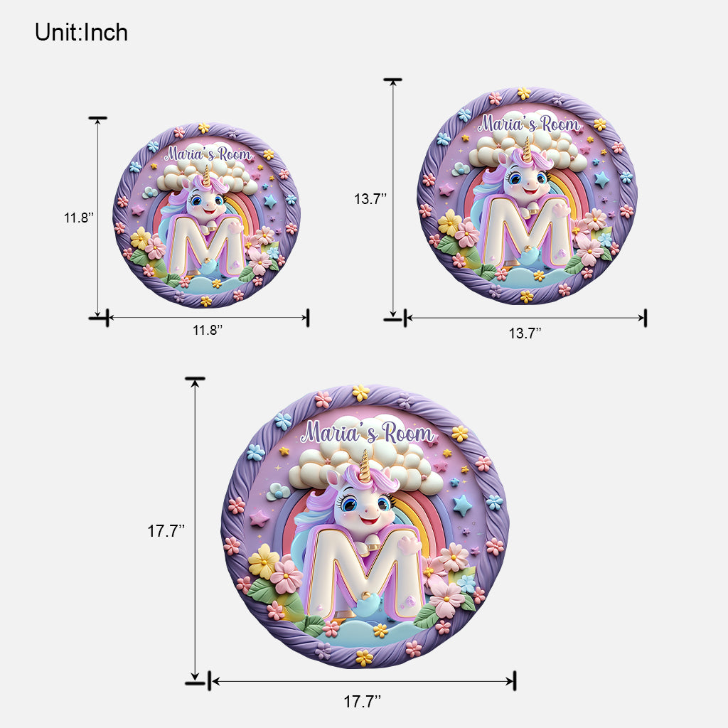 Lettre Licorne Mignonne - Panneau en Bois Personnalisé pour Enfant - Forme Personnalisée