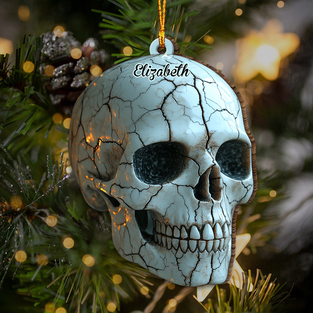 Stunning White Skull - Personalized Skull Ornament
