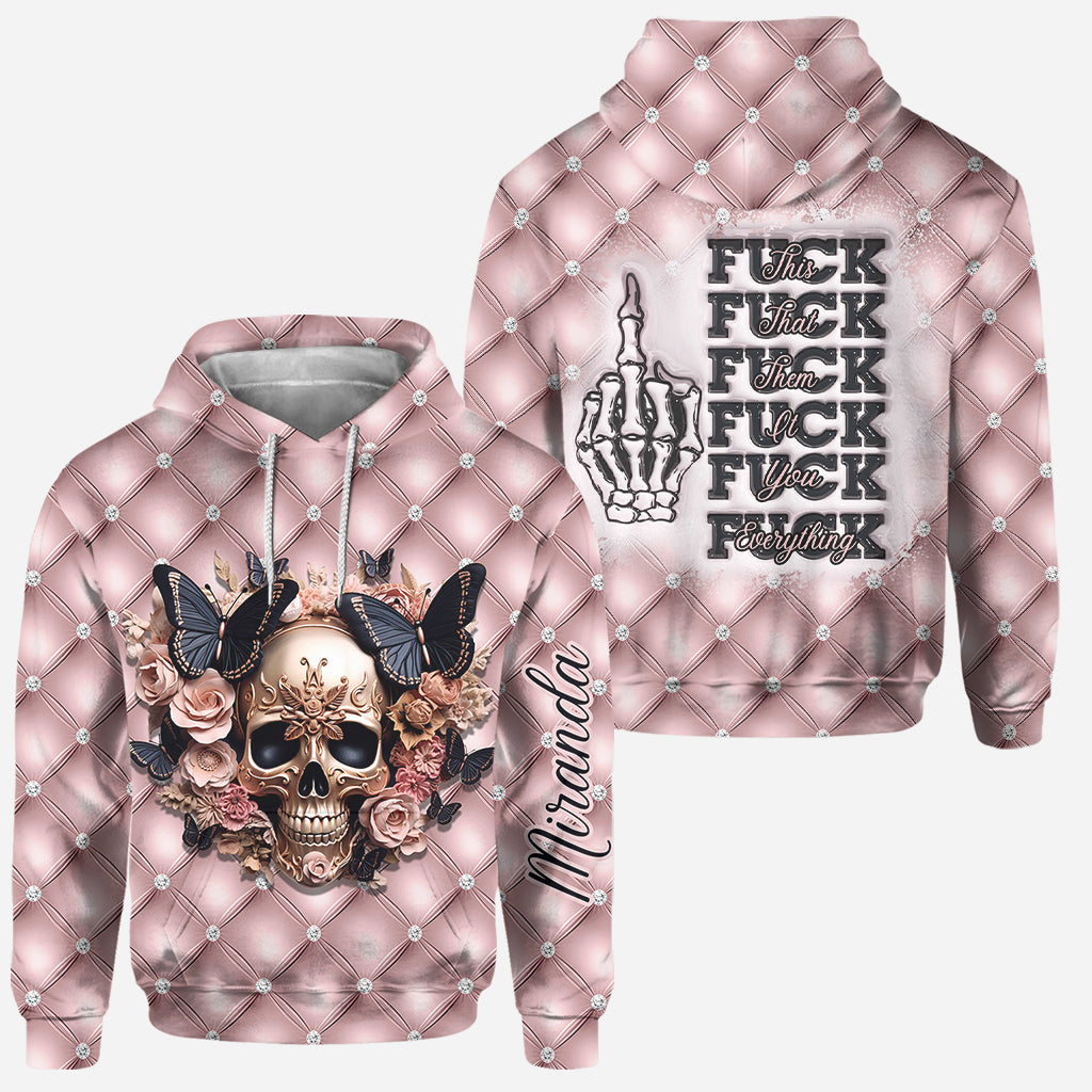 Fck This Fck That Fck You Fck Everything - Sweat à capuche et legging personnalisés tête de mort