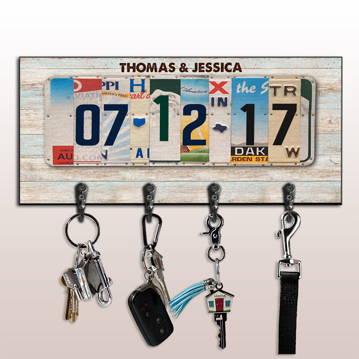 Plaque d'immatriculation « Ensemble depuis » - Porte-clés personnalisé pour couple