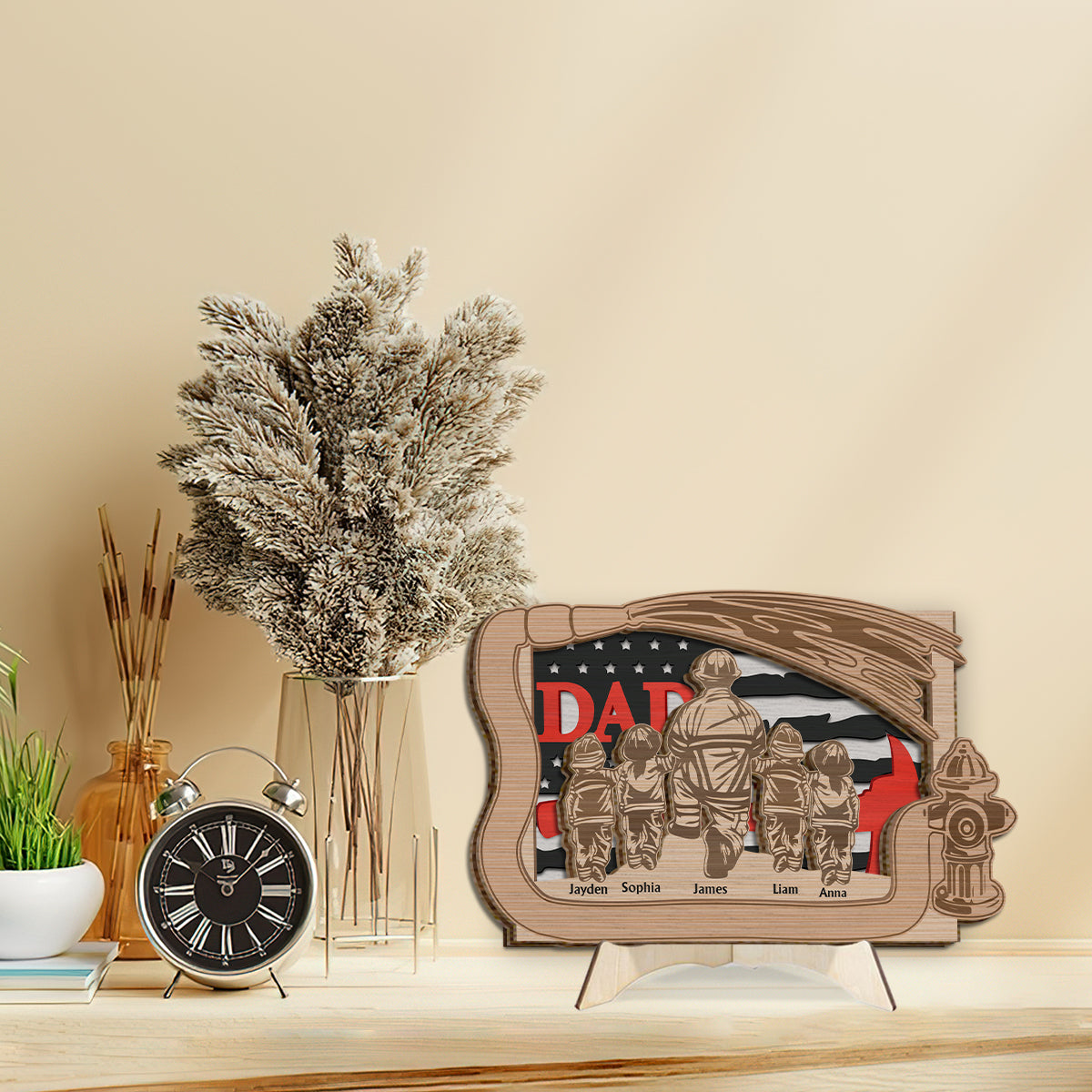 L'équipe de papa - Plaque en bois personnalisée « Papa » à 2 couches