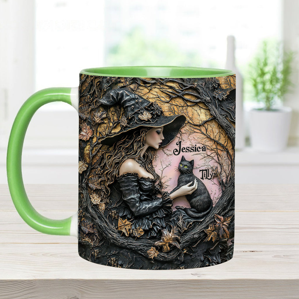 Une sorcière et son chat noir : c'est magnifique ! - Mug personnalisé à l'effigie d'une sorcière