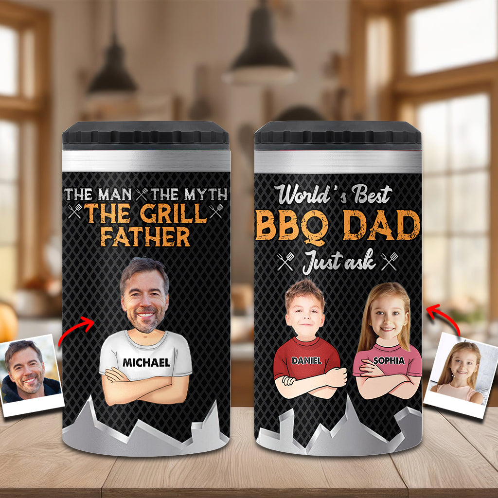 L'homme, le mythe, le papa barbecue - Refroidisseur de canettes personnalisé pour papa