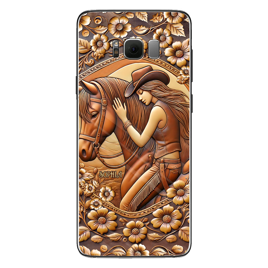 Une fille et son cheval - Coque de téléphone personnalisée à motif cheval