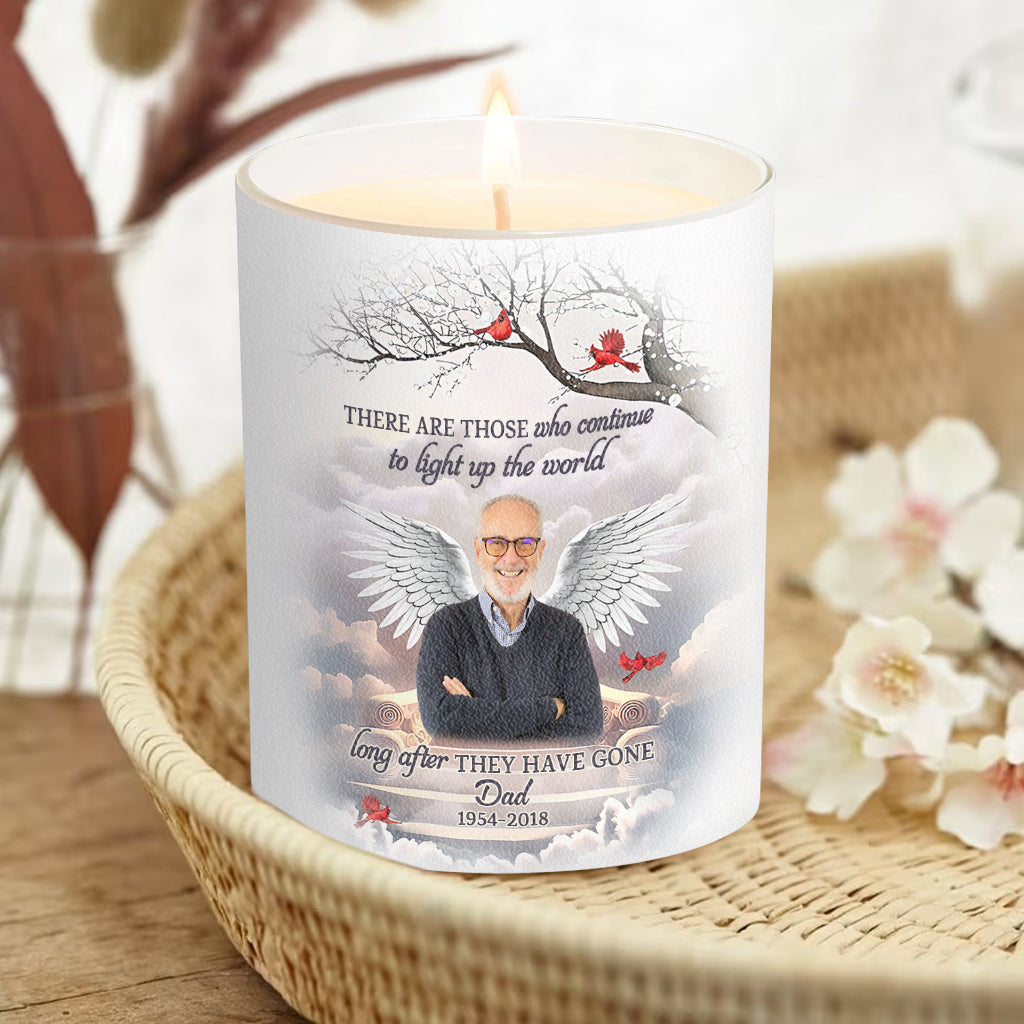 Light Up The World Sympathy Gift - Personalized Memorial Candle With Wooden Lid