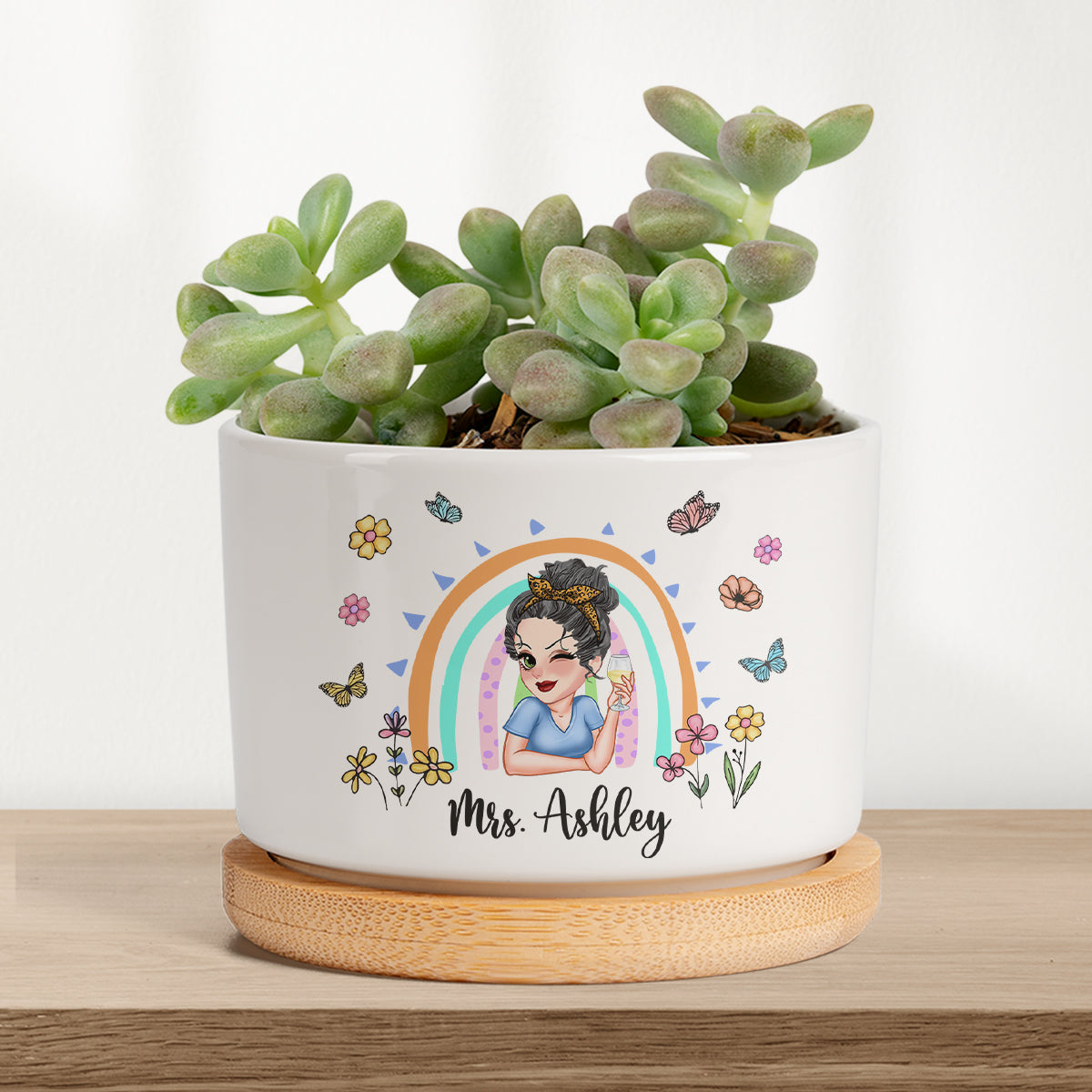 Merci de m'avoir aidé à grandir - Pot de fleurs en céramique personnalisé pour enseignant