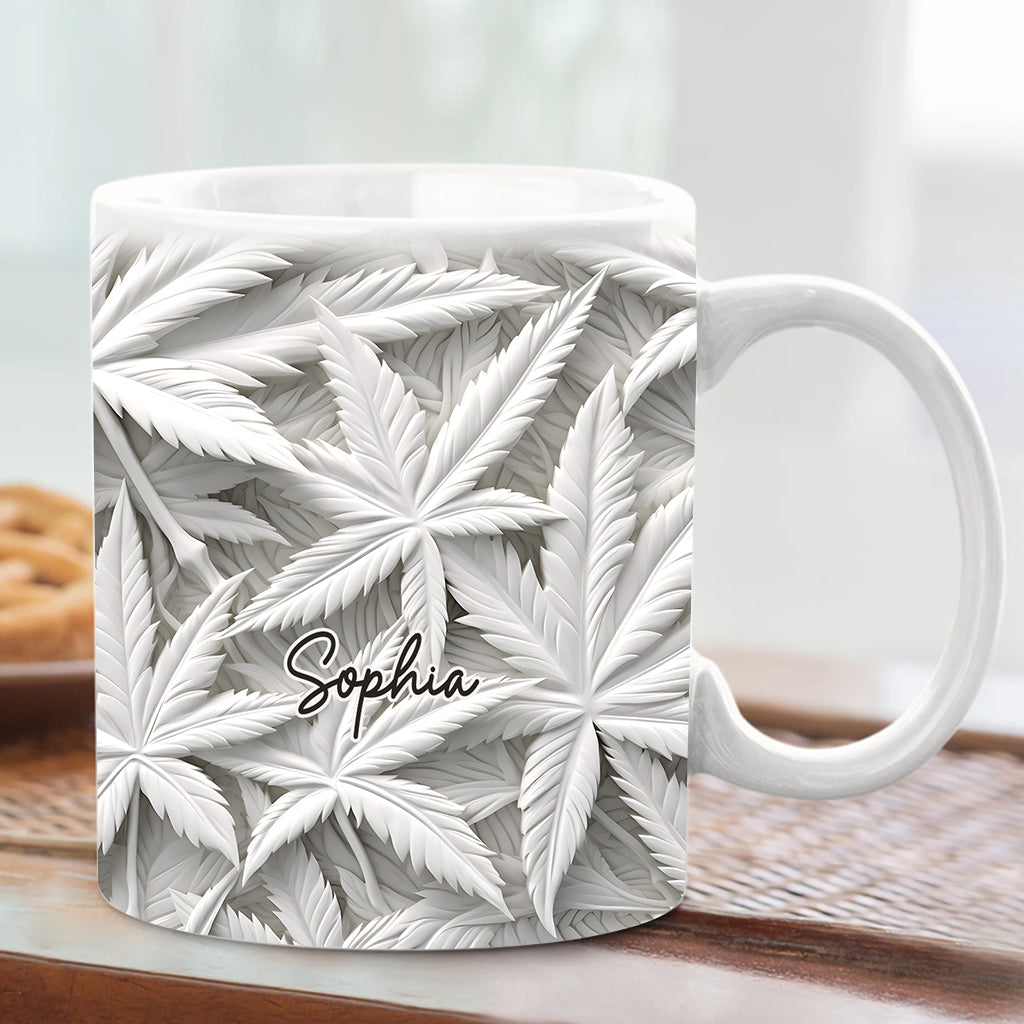 Feuilles blanches - Mug personnalisé sur le thème du cannabis