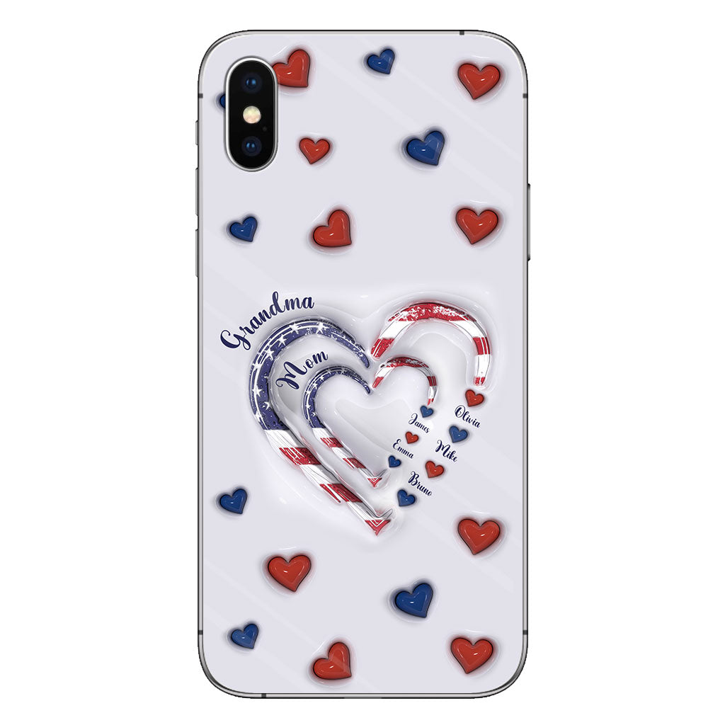 Coque de téléphone personnalisée « Cœurs de grand-mère » pour le 4 juillet