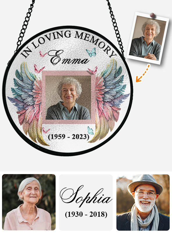 À jamais dans mon cœur - Attrape-soleil commémoratif personnalisé en vitrail