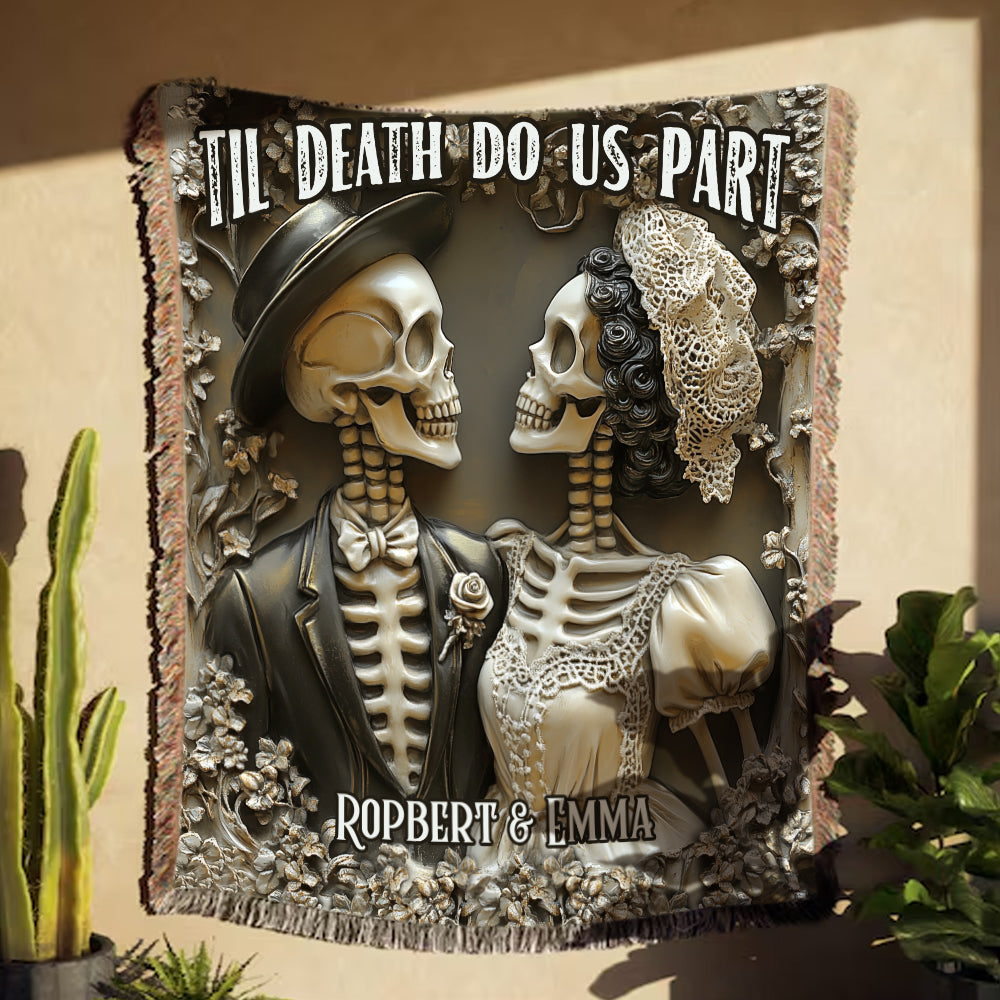 Jusqu'à ce que la mort nous sépare - Couverture tissée personnalisée pour couple