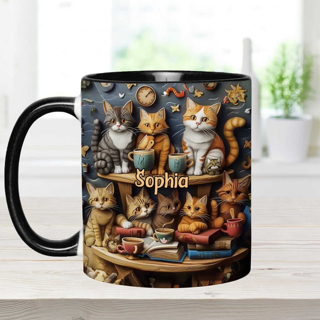 Mug personnalisé style vintage « Just Love Cats » avec motif chat