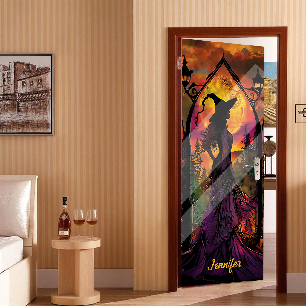 Belle sorcière - Autocollant de porte personnalisé pour sorcière
