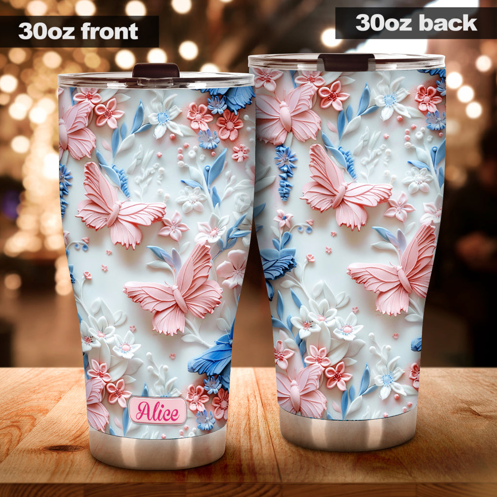 Gobelet papillon personnalisé papillons roses et bleus