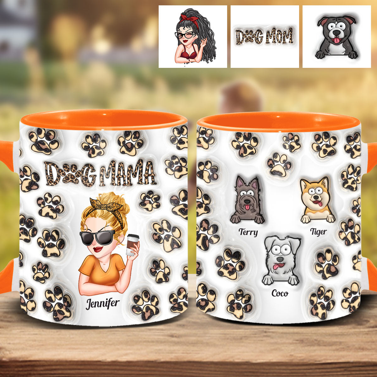 Mug personnalisé avec motif de bébé vache Highland style western et chien