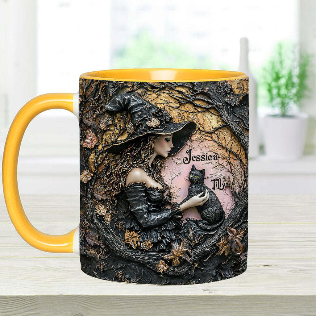 Une sorcière et son chat noir : c'est magnifique ! - Mug personnalisé à l'effigie d'une sorcière