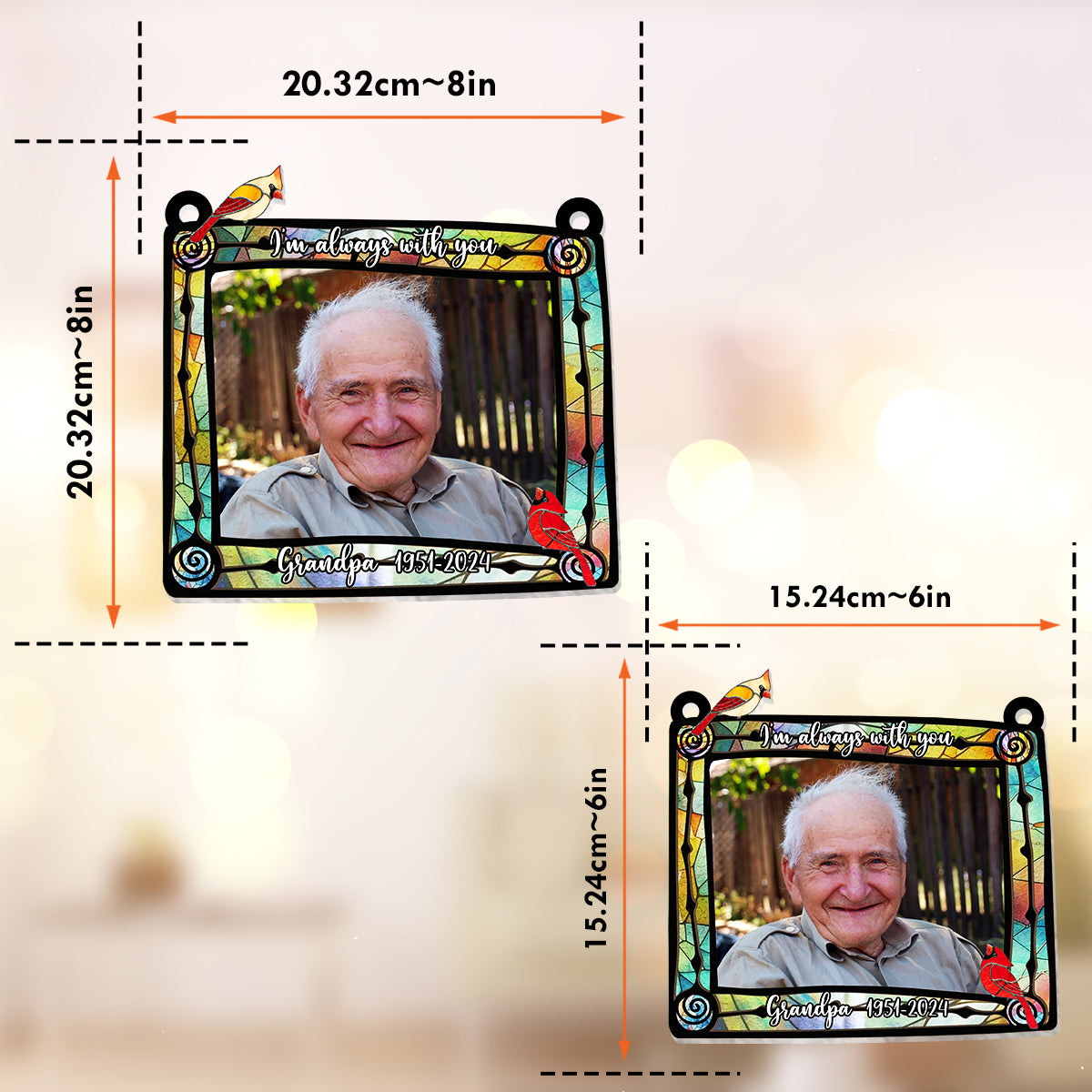 Le ciel est différent en mémoire du cardinal - Ornement attrape-soleil commémoratif personnalisé à suspendre à la fenêtre 