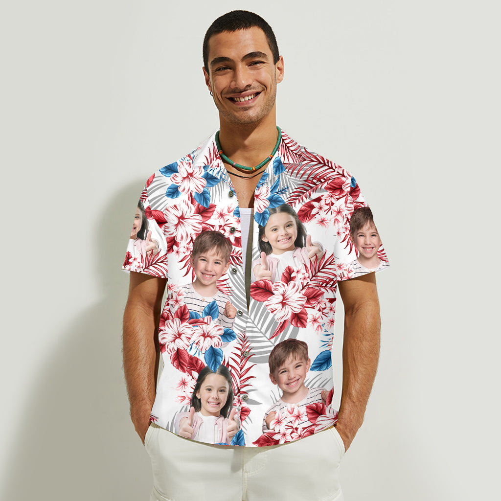 T-shirt du 4 juillet avec photo - Chemise hawaïenne personnalisée pour papa