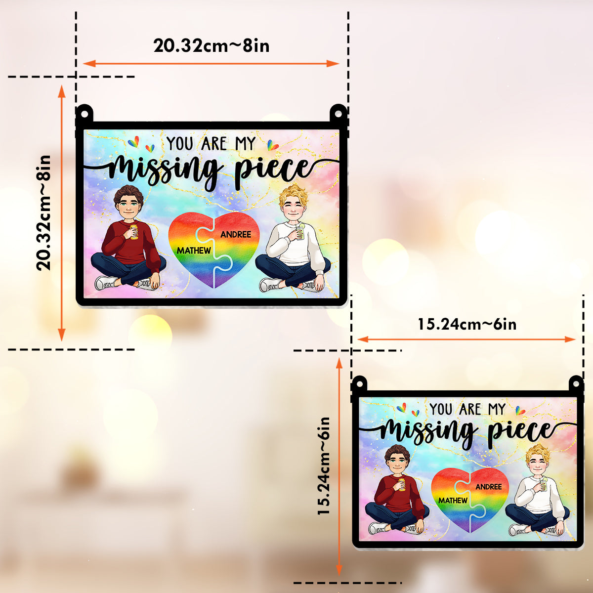 Ma pièce manquante - Attrape-soleil personnalisé à suspendre à une fenêtre, symbole de soutien LGBT 