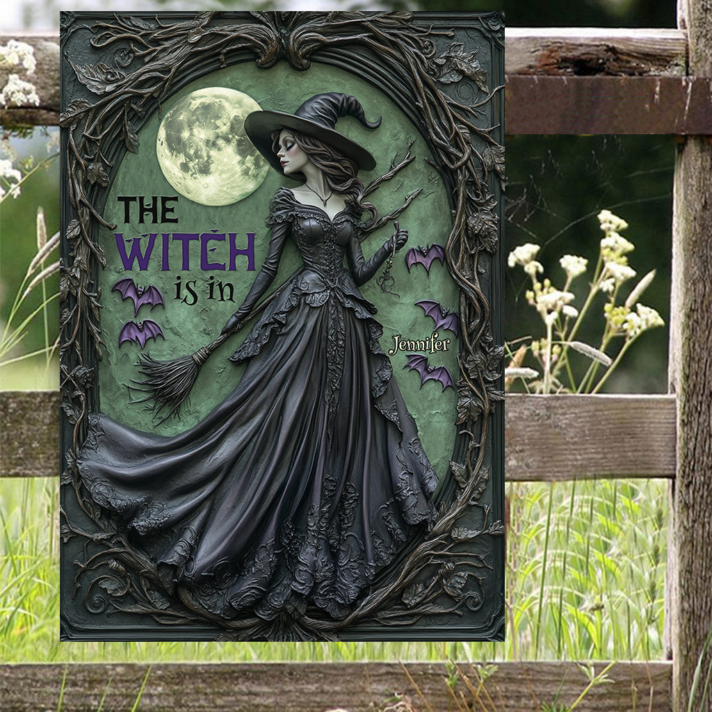 La sorcière est là - Panneau métallique rectangulaire personnalisé « Sorcière »