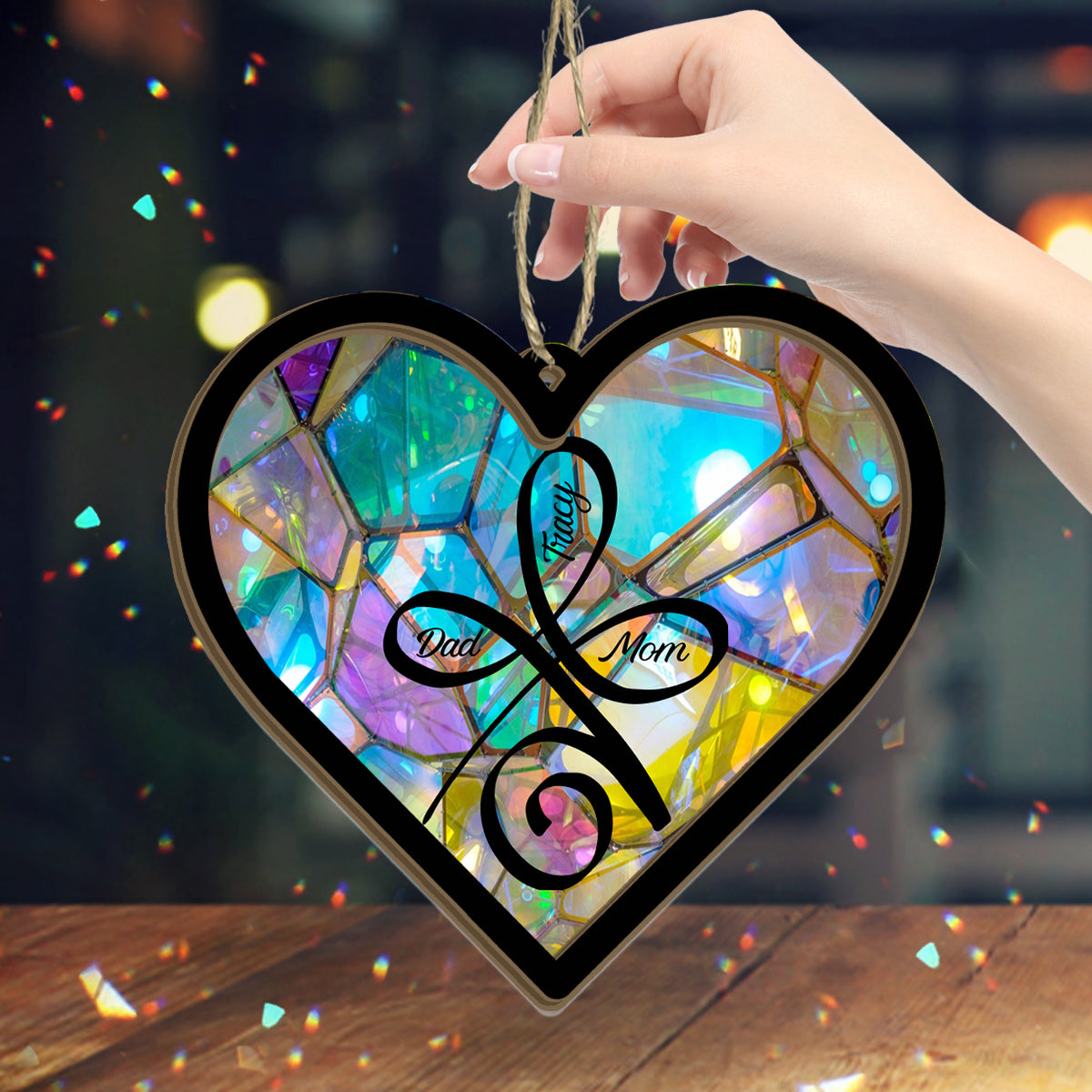 Amour inconditionnel - Attrape-soleil familial personnalisé à 2 couches