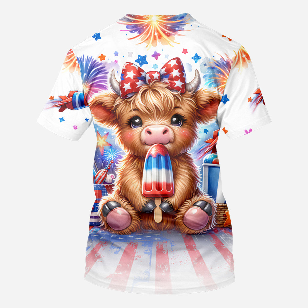 4th Of July Highland Cow - Personalized All Over Shirt