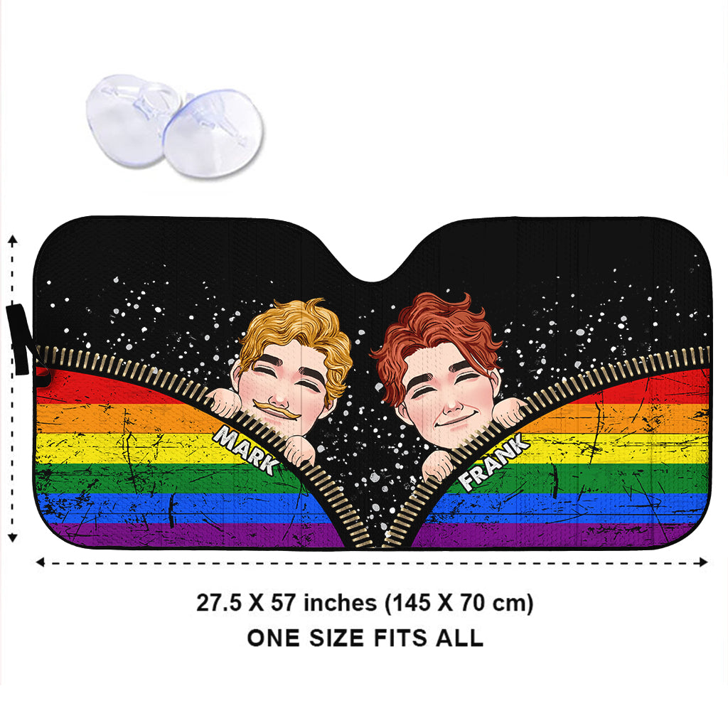 Pare-soleil de voiture personnalisé « Fierté des couples » - Un accessoire amusant pour soutenir la communauté LGBT