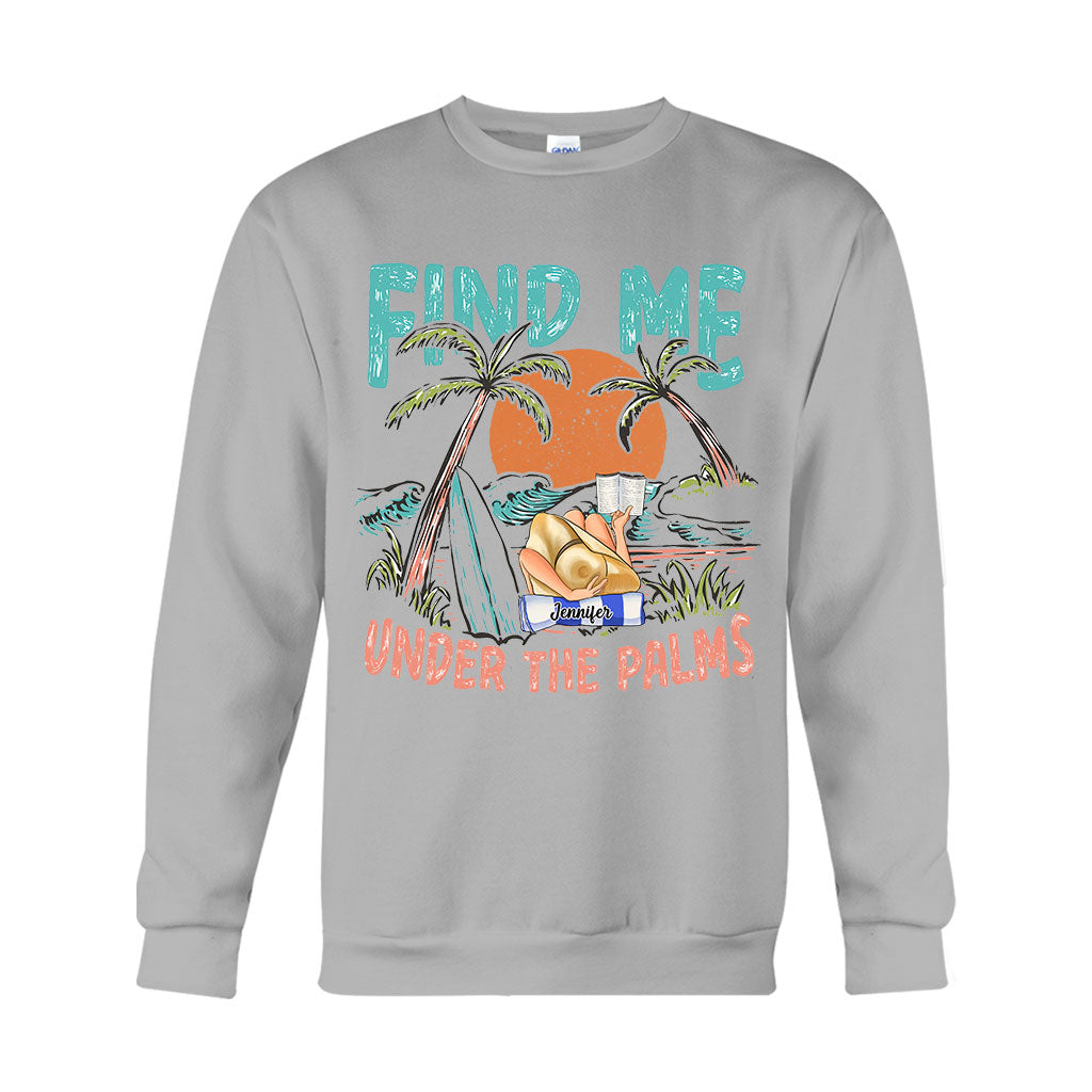 Retrouve-moi sous les palmiers, fille qui lit - T-shirt et sweat à capuche personnalisés « Amoureuse de la mer »