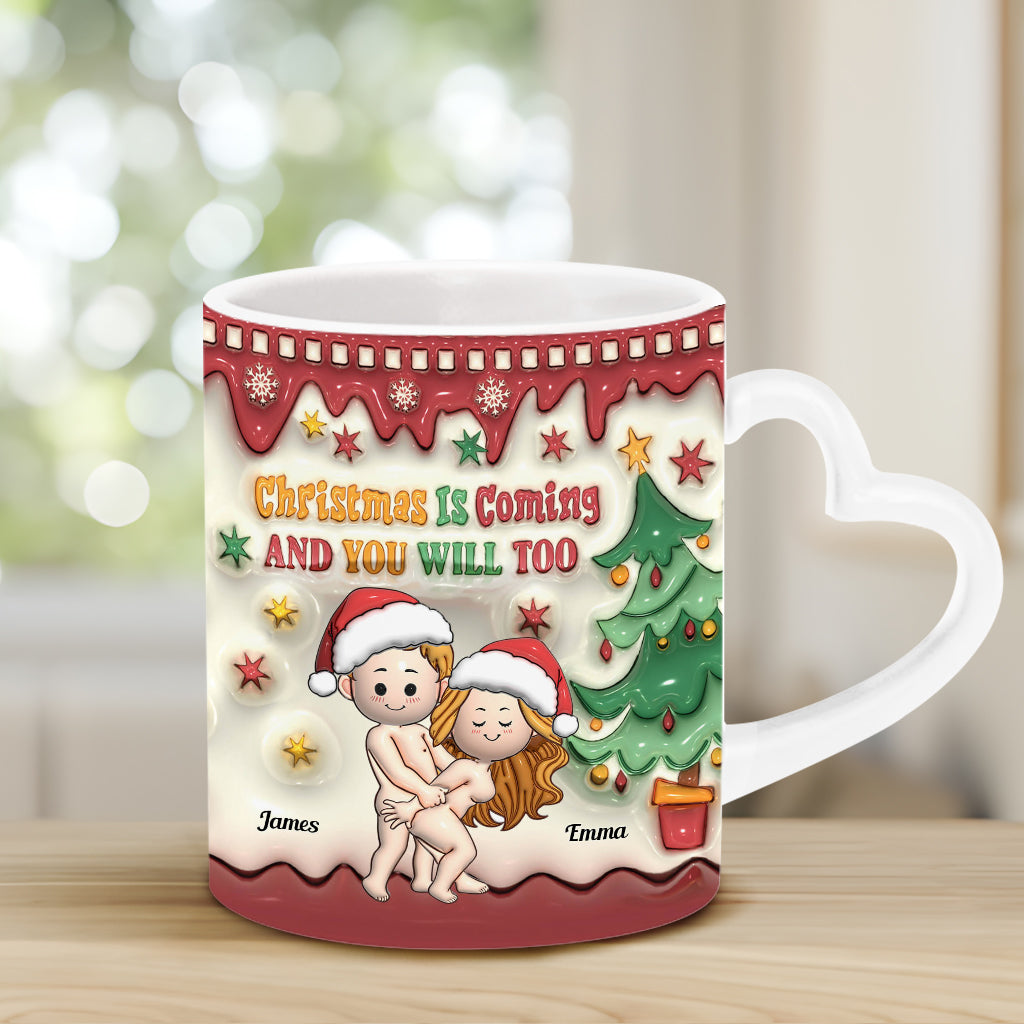 Noël approche - Mug personnalisé pour couple avec anse en forme de cœur